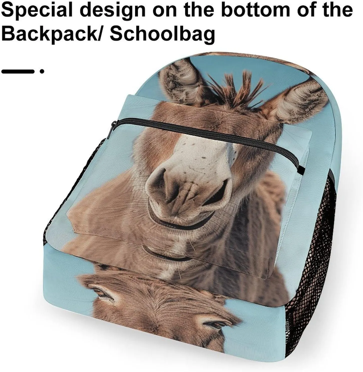 Small Backpacks Personalized Real Image of Donkey Printing Travel Bag Lightweight Travel Backpack For Women Men