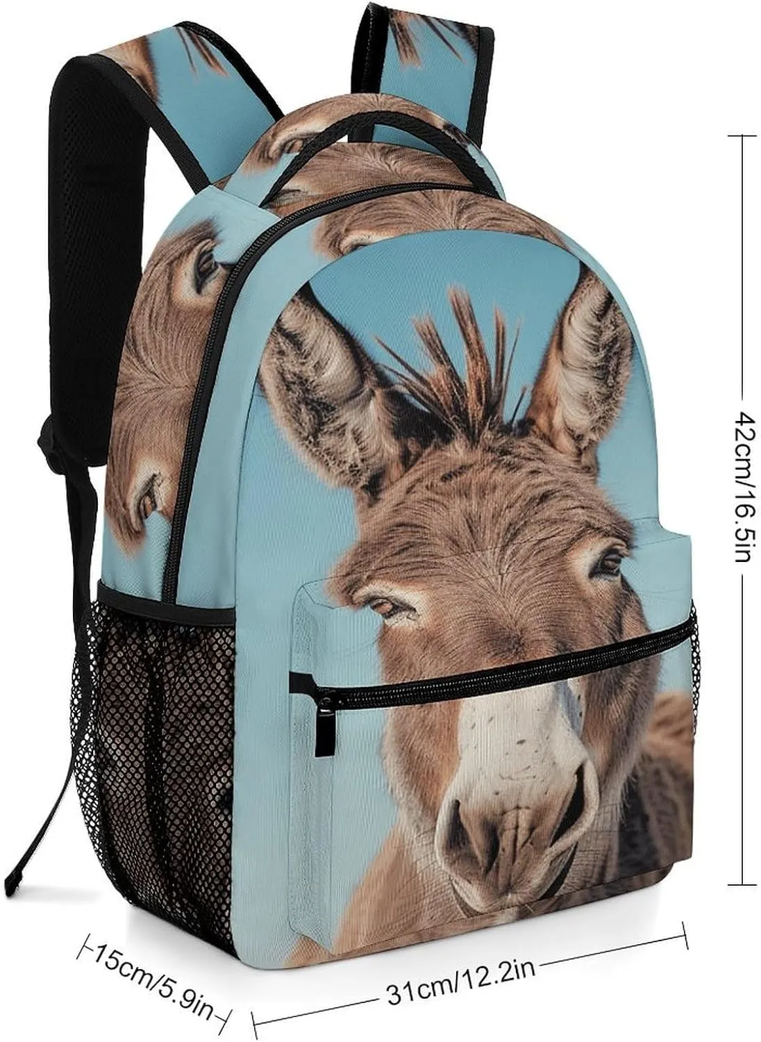 Small Backpacks Personalized Real Image of Donkey Printing Travel Bag Lightweight Travel Backpack For Women Men