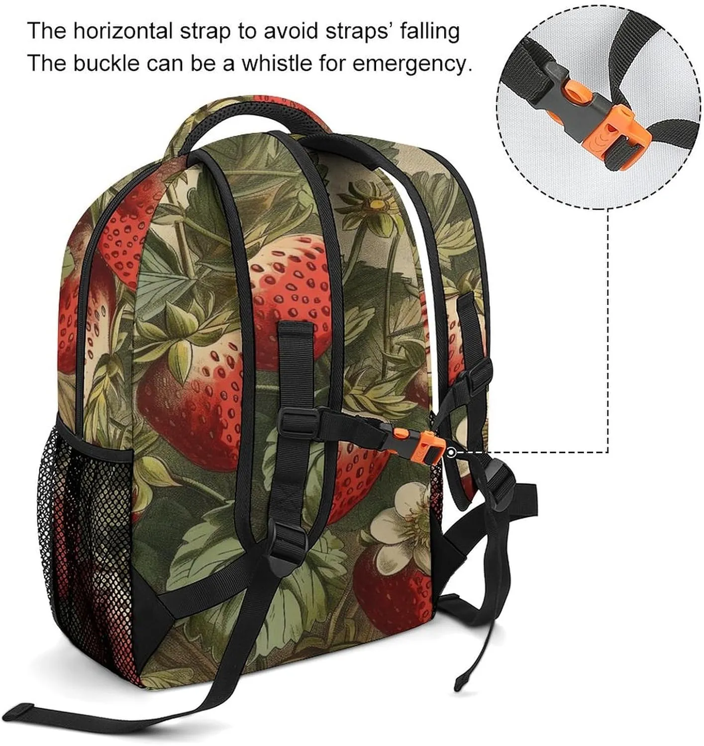 Small Backpacks Personalized Red Strawberry Printing Travel Bag Lightweight Travel Backpack For Women Men