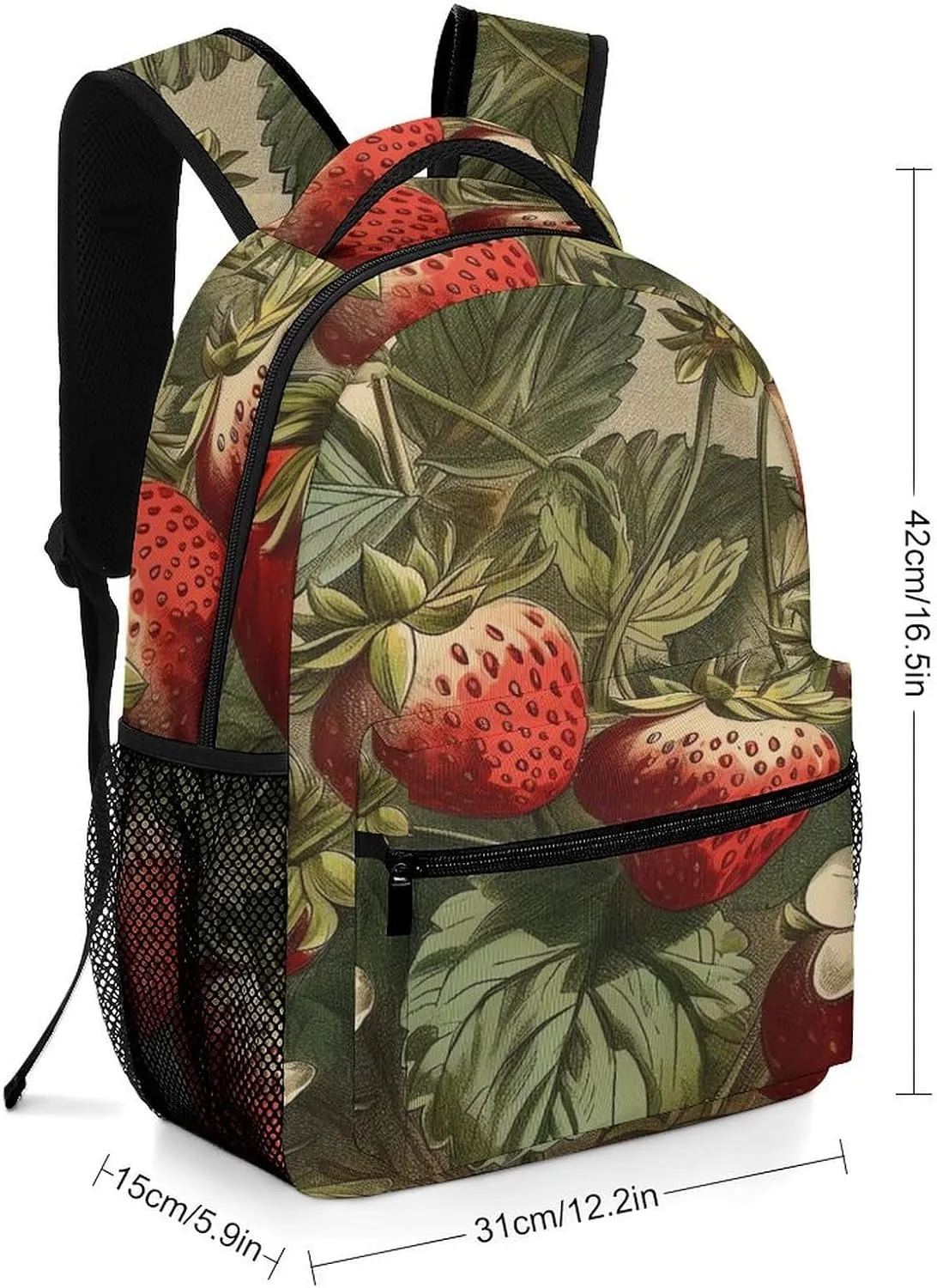 Small Backpacks Personalized Red Strawberry Printing Travel Bag Lightweight Travel Backpack For Women Men