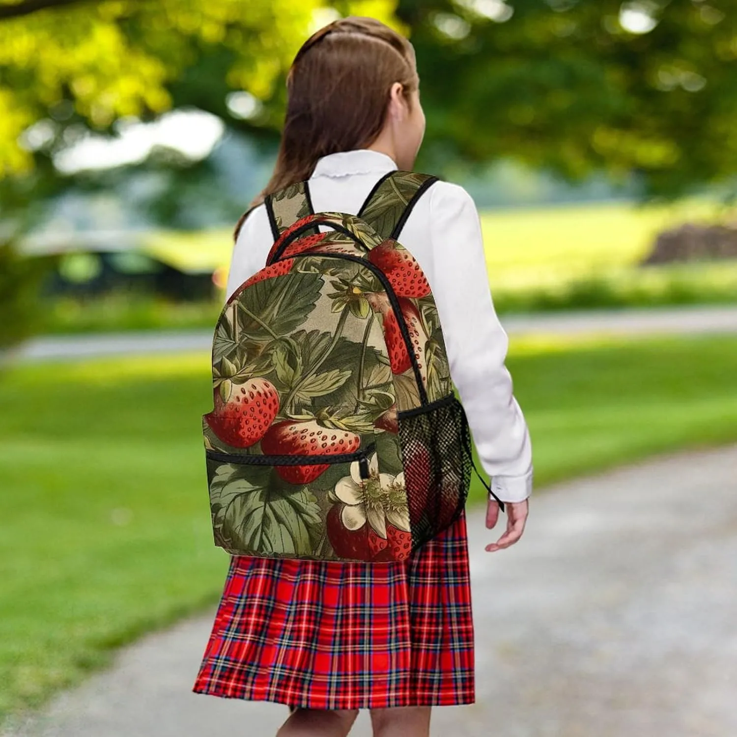 Small Backpacks Personalized Red Strawberry Printing Travel Bag Lightweight Travel Backpack For Women Men