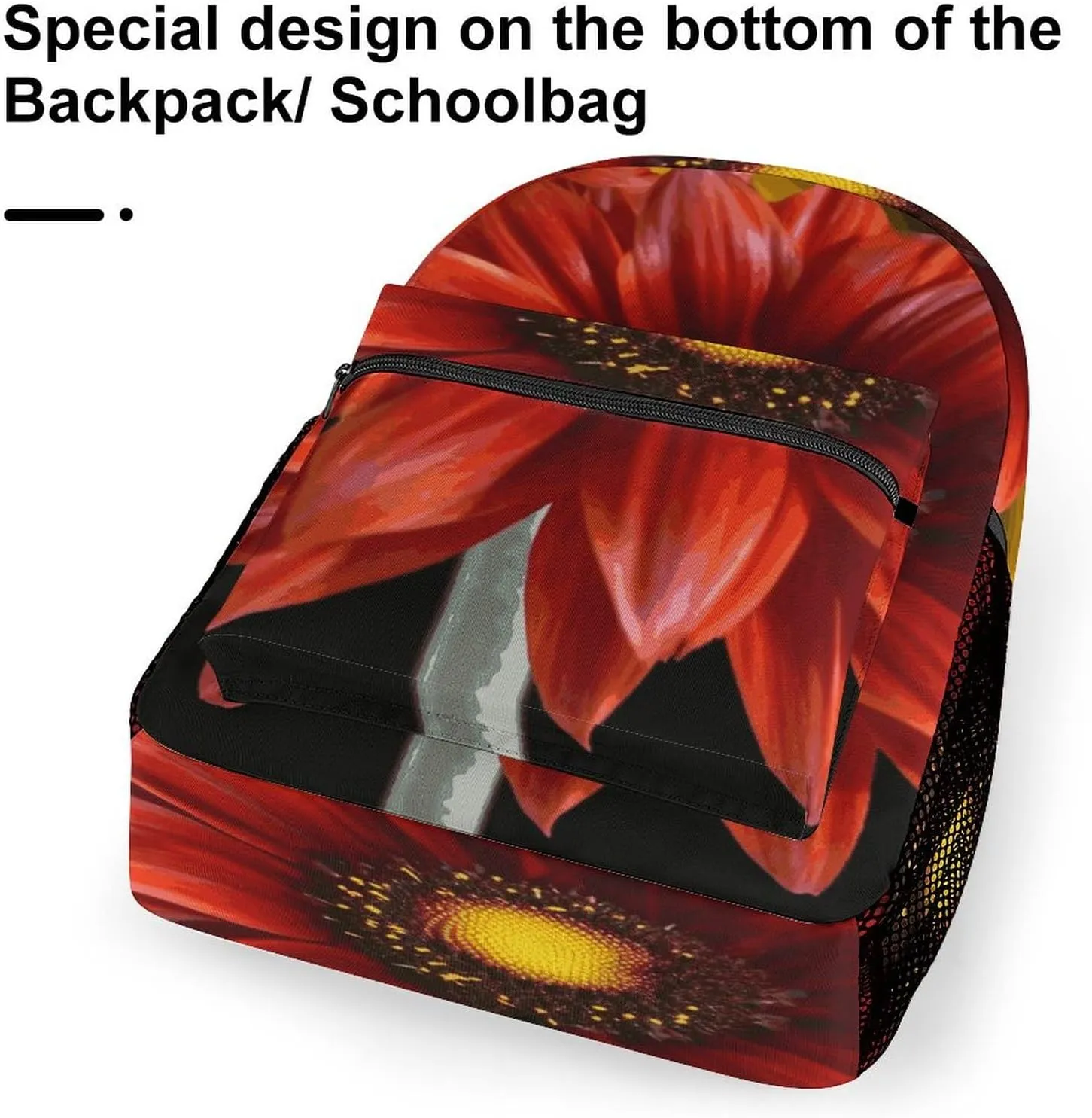 Small Backpacks Personalized Red Sunflower Printing Travel Bag Lightweight Travel Backpack For Women Men