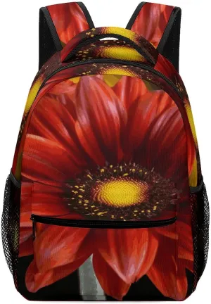 Small Backpacks Personalized Red Sunflower Printing Travel Bag Lightweight Travel Backpack For Women Men