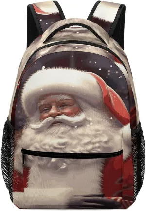 Small Backpacks Personalized Santa Claus Printing Travel Bag Lightweight Travel Backpack For Women Men