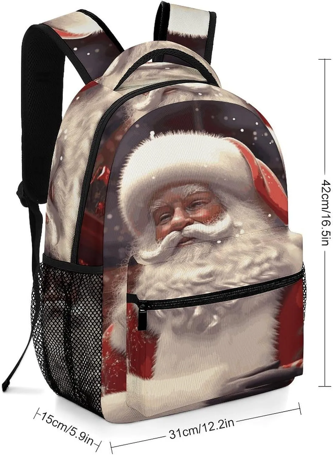 Small Backpacks Personalized Santa Claus Printing Travel Bag Lightweight Travel Backpack For Women Men