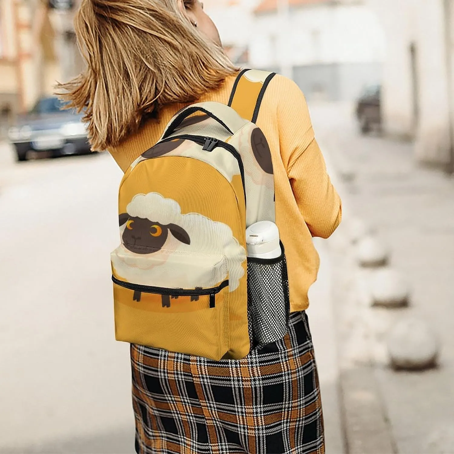 Small Backpacks Personalized Simple Cartoon Sheep Printing Travel Bag Lightweight Travel Backpack For Women Men