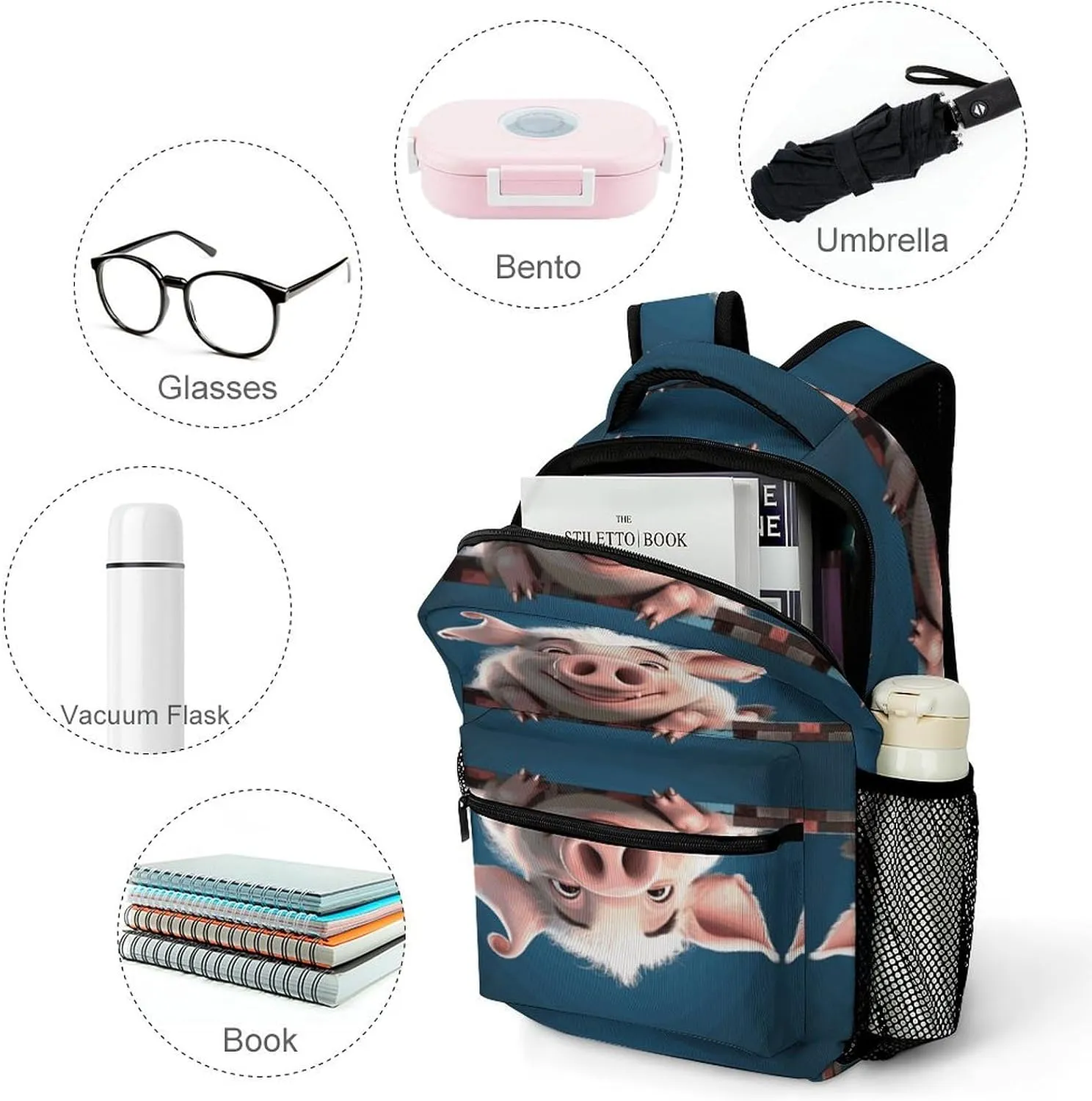 Small Backpacks Personalized Smiling Printing Travel Bag Lightweight Travel Backpack For Women Men
