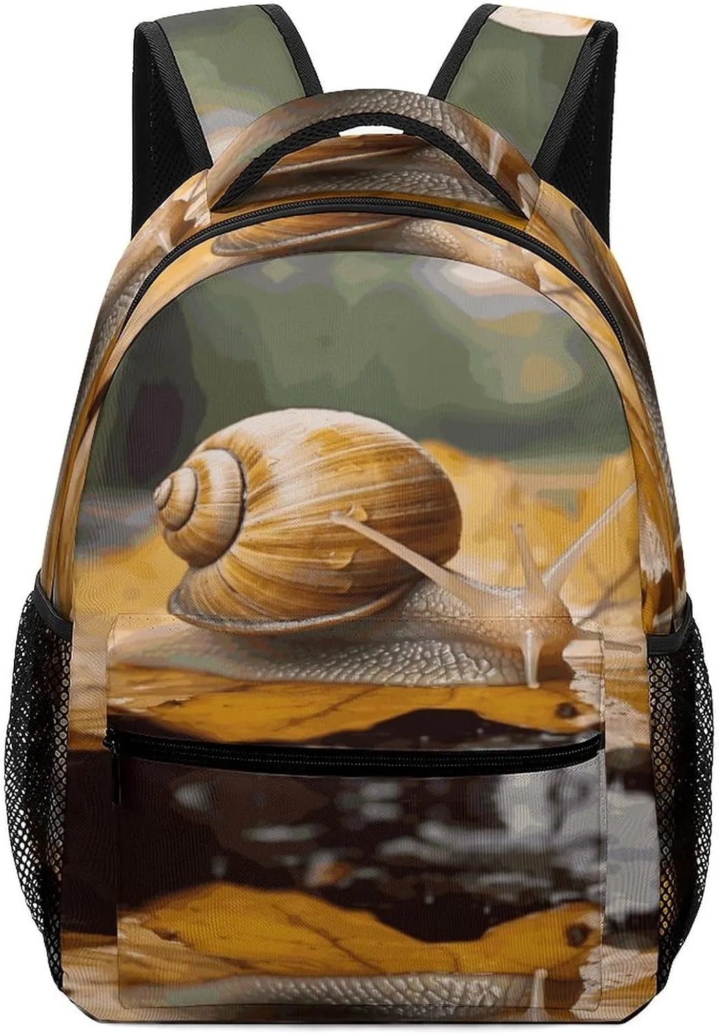 Small Backpacks Personalized Snail in Leaves Printing Travel Bag Lightweight Travel Backpack For Women Men