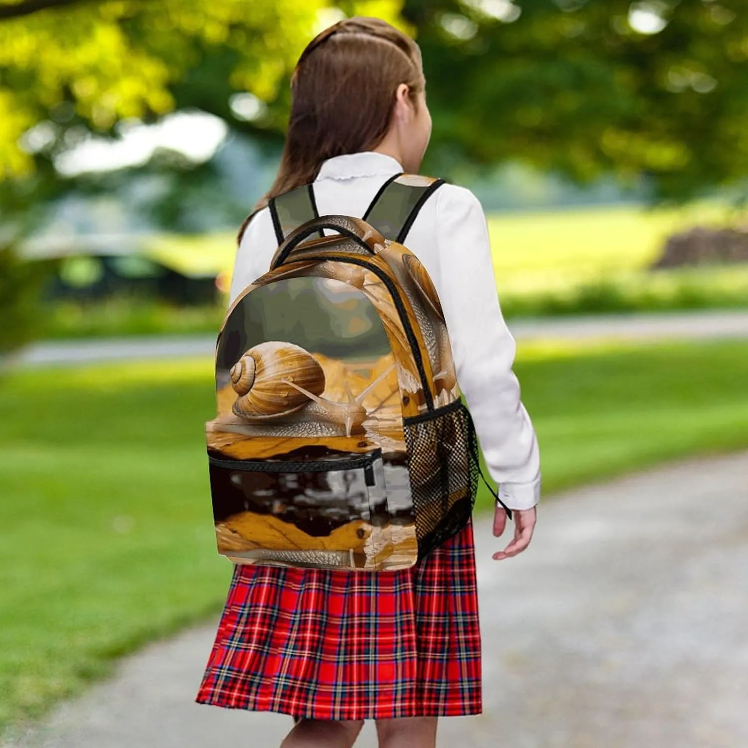 Small Backpacks Personalized Snail in Leaves Printing Travel Bag Lightweight Travel Backpack For Women Men