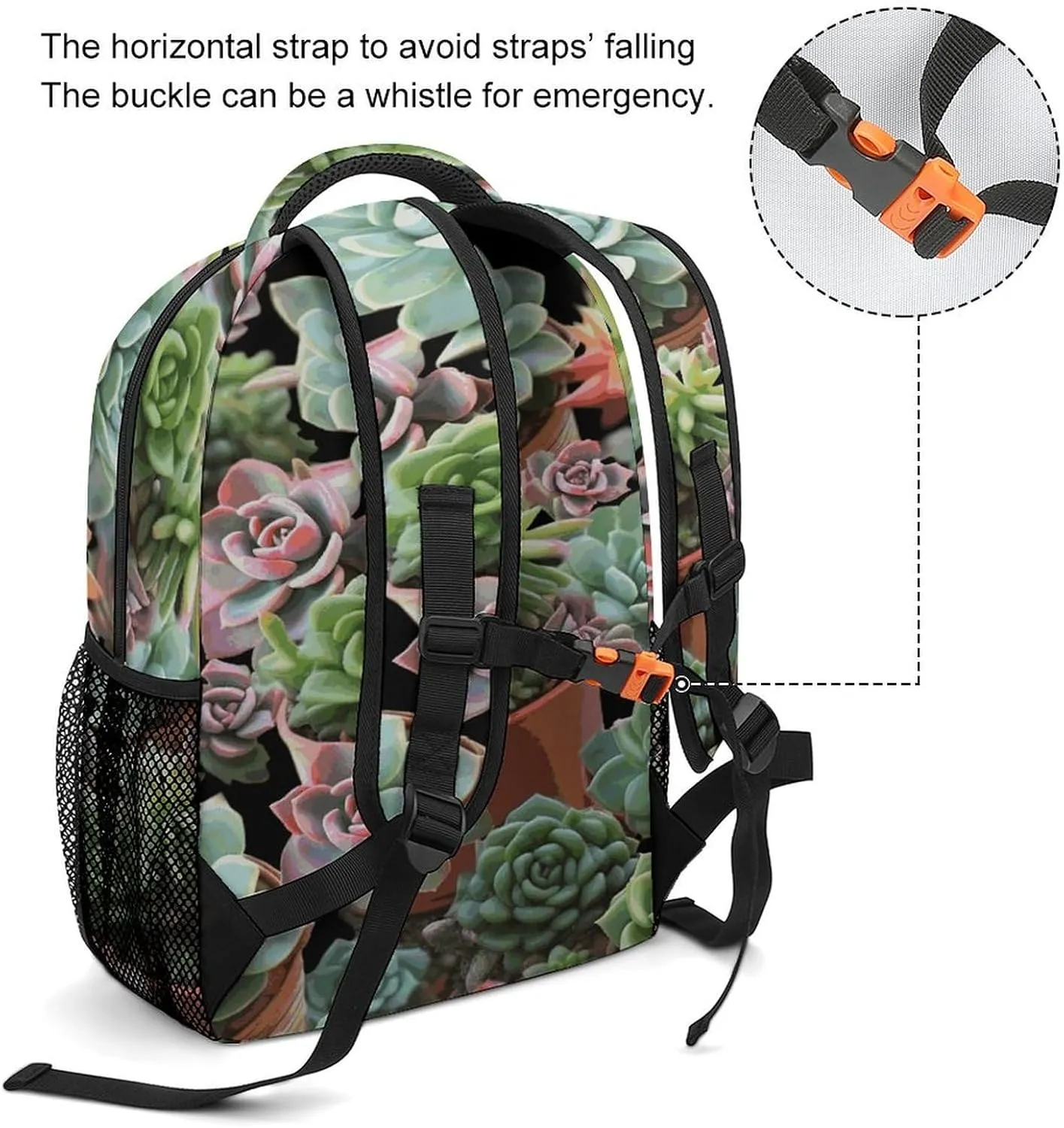Small Backpacks Personalized Succulents Printing Travel Bag Lightweight Travel Backpack For Women Men