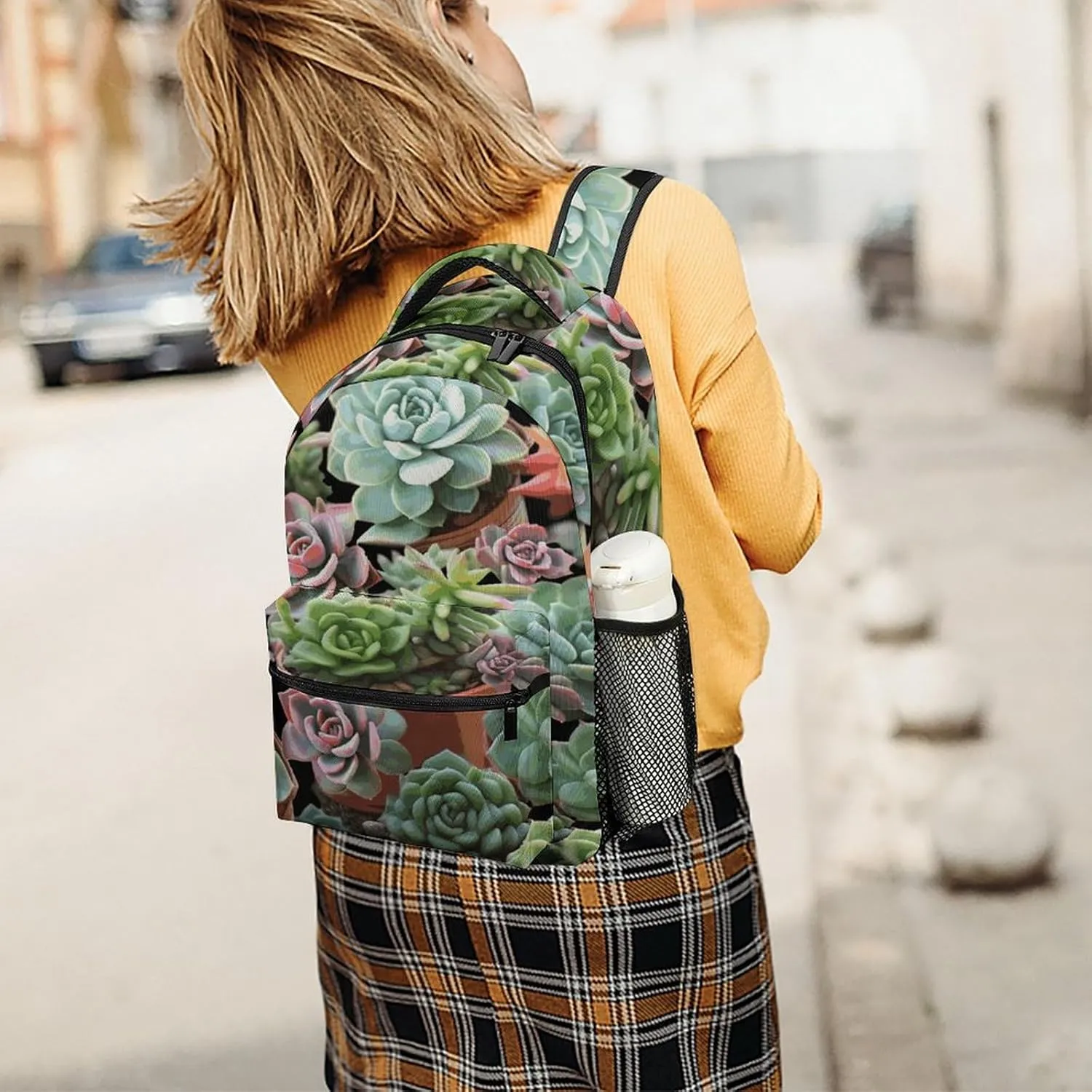 Small Backpacks Personalized Succulents Printing Travel Bag Lightweight Travel Backpack For Women Men