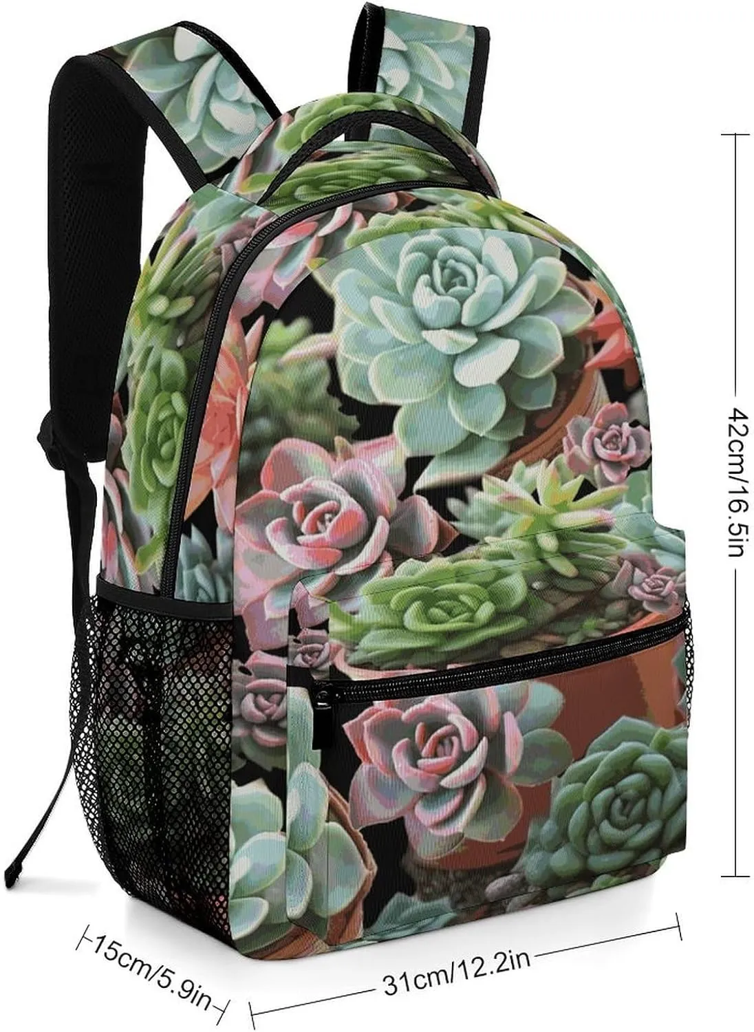Small Backpacks Personalized Succulents Printing Travel Bag Lightweight Travel Backpack For Women Men