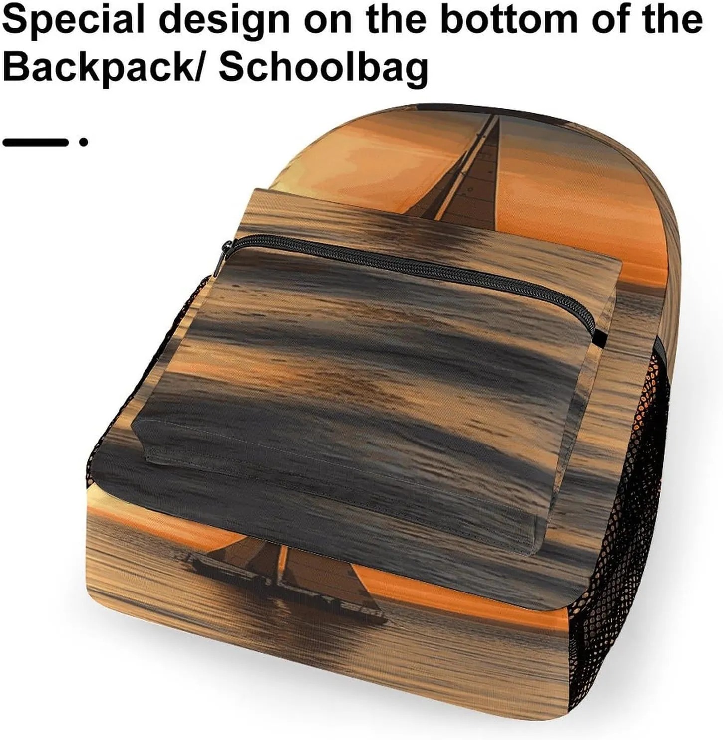 Small Backpacks Personalized Sunset Beach Sailboat Printing Travel Bag Lightweight Travel Backpack For Women Men