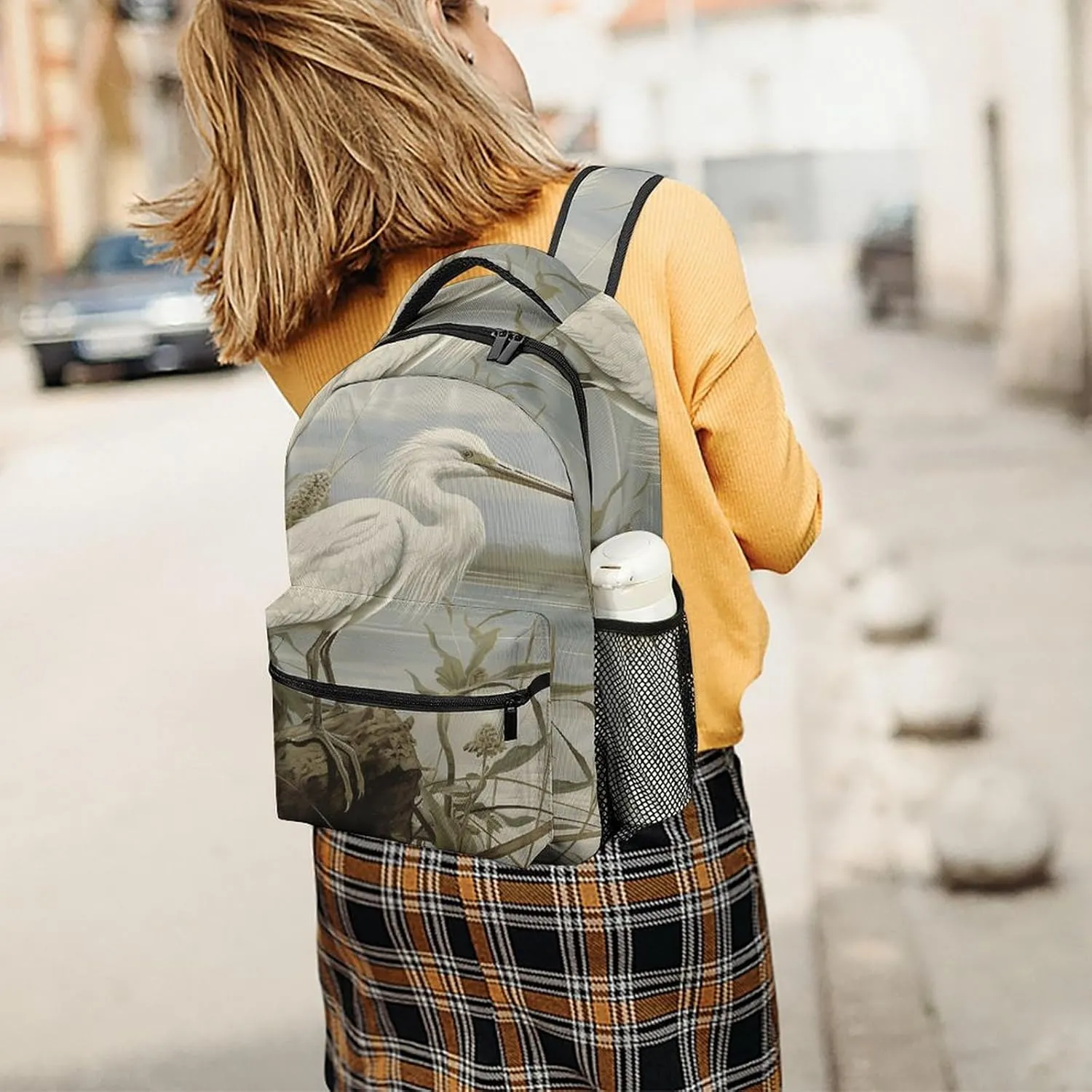 Small Backpacks Personalized Swamp Egret Printing Travel Bag Lightweight Travel Backpack For Women Men