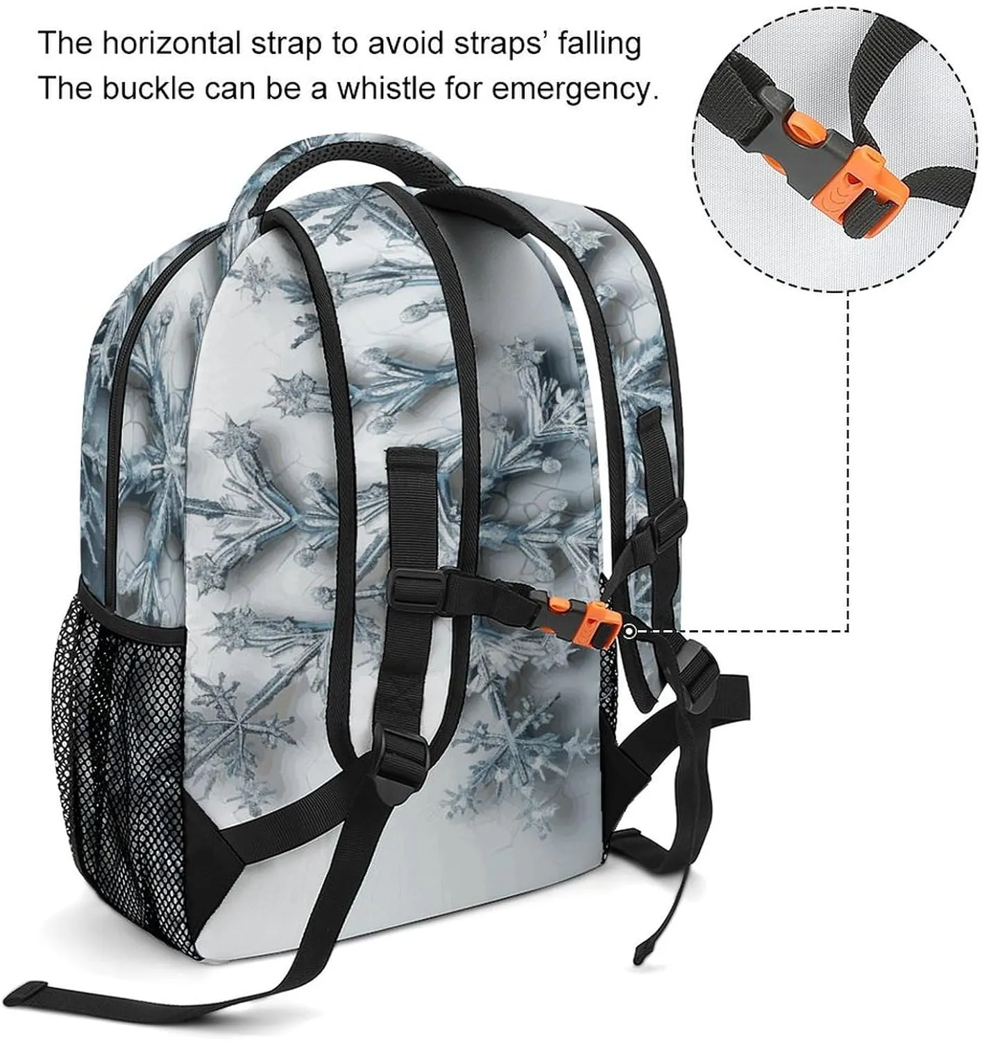 Small Backpacks Personalized Transparent Snowflake Printing Travel Bag Lightweight Travel Backpack For Women Men