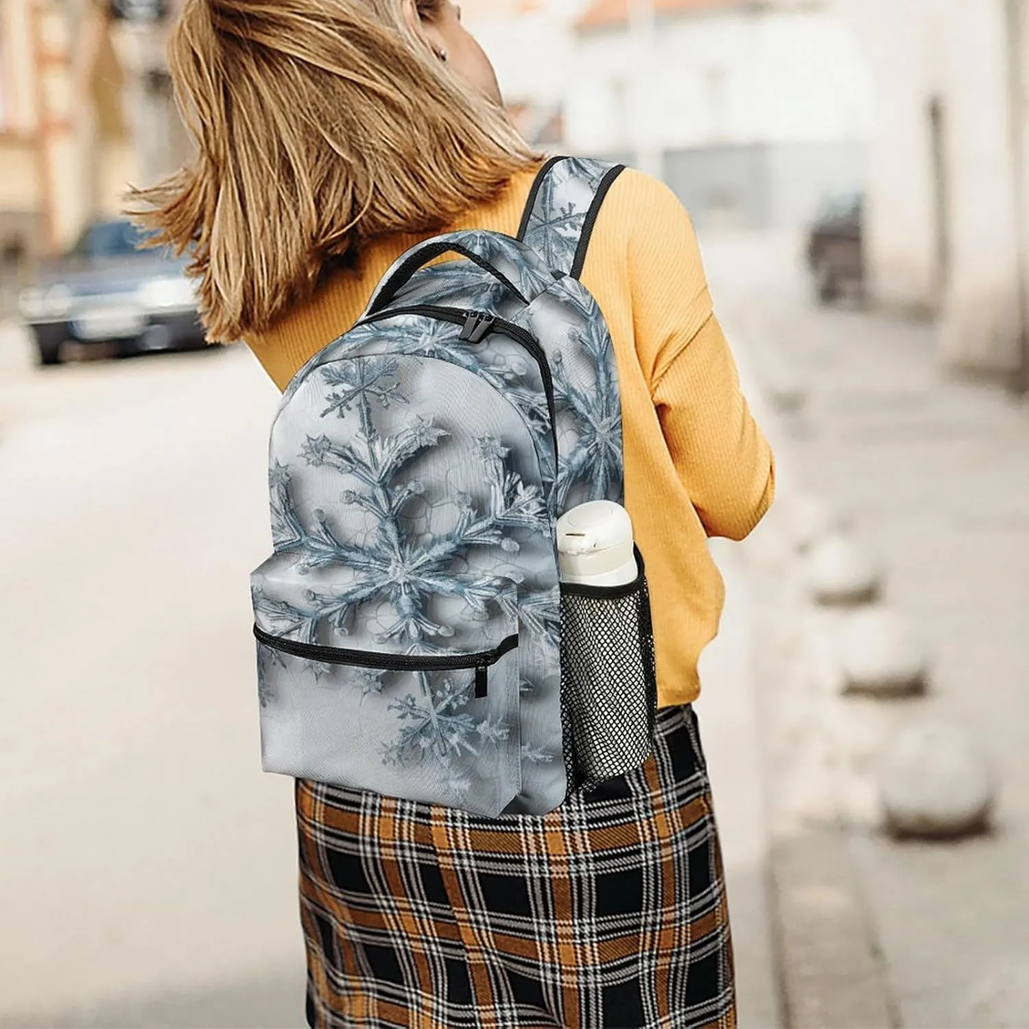 Small Backpacks Personalized Transparent Snowflake Printing Travel Bag Lightweight Travel Backpack For Women Men