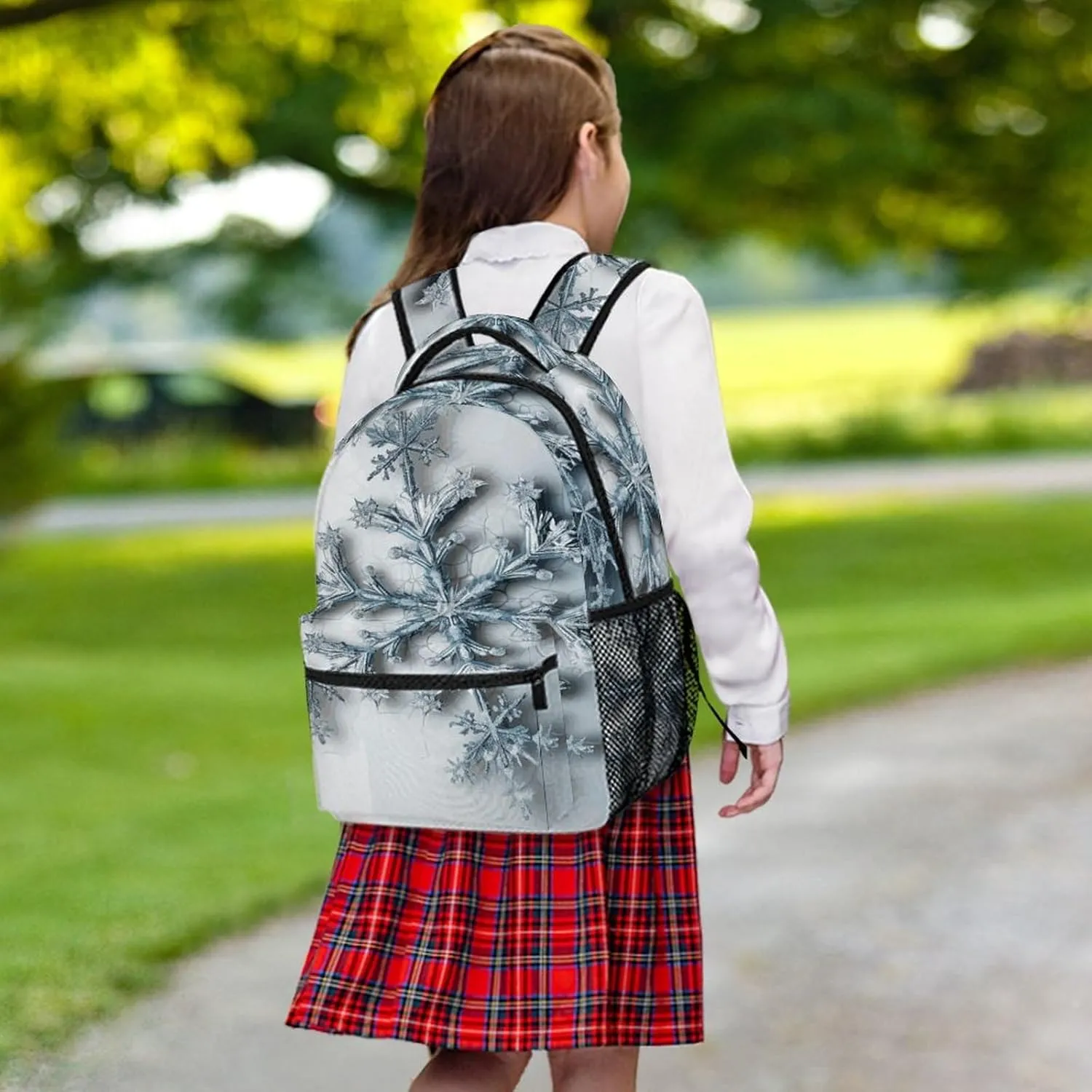 Small Backpacks Personalized Transparent Snowflake Printing Travel Bag Lightweight Travel Backpack For Women Men