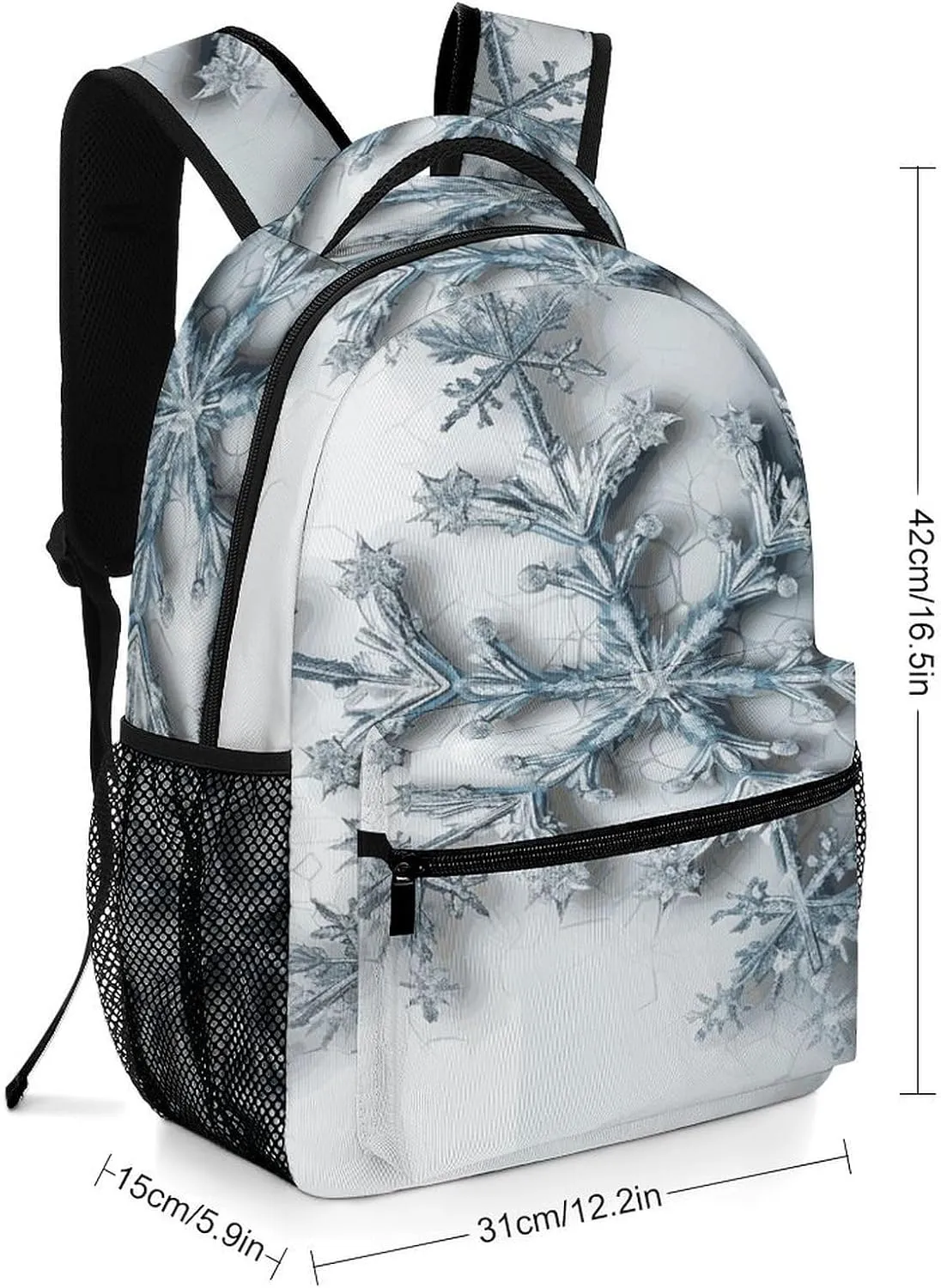 Small Backpacks Personalized Transparent Snowflake Printing Travel Bag Lightweight Travel Backpack For Women Men