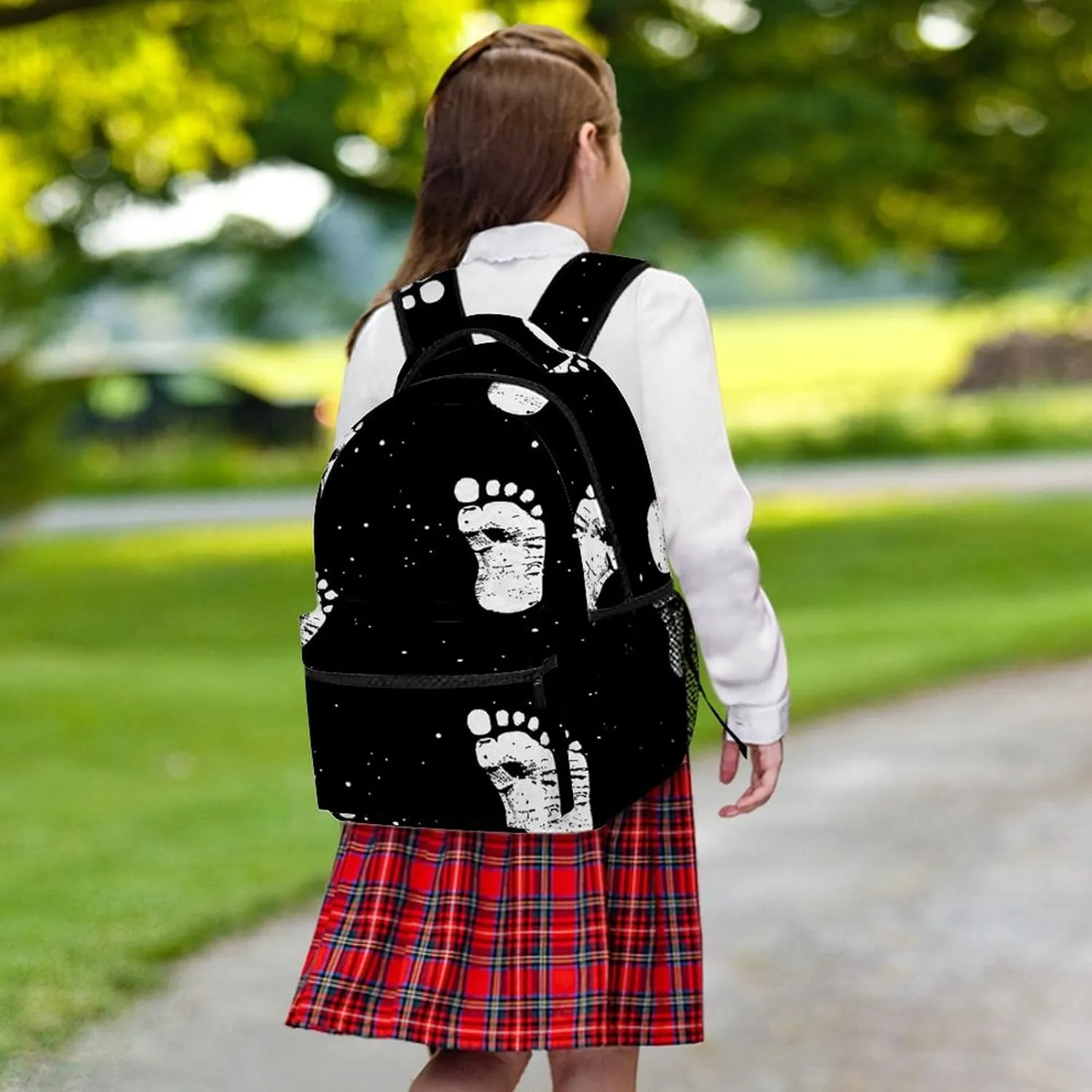 Small Backpacks Personalized White Footprint Pattern Printing Travel Bag Lightweight Travel Backpack For Women Men