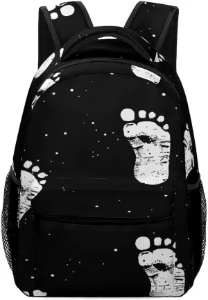 Small Backpacks Personalized White Footprint Pattern Printing Travel Bag Lightweight Travel Backpack For Women Men