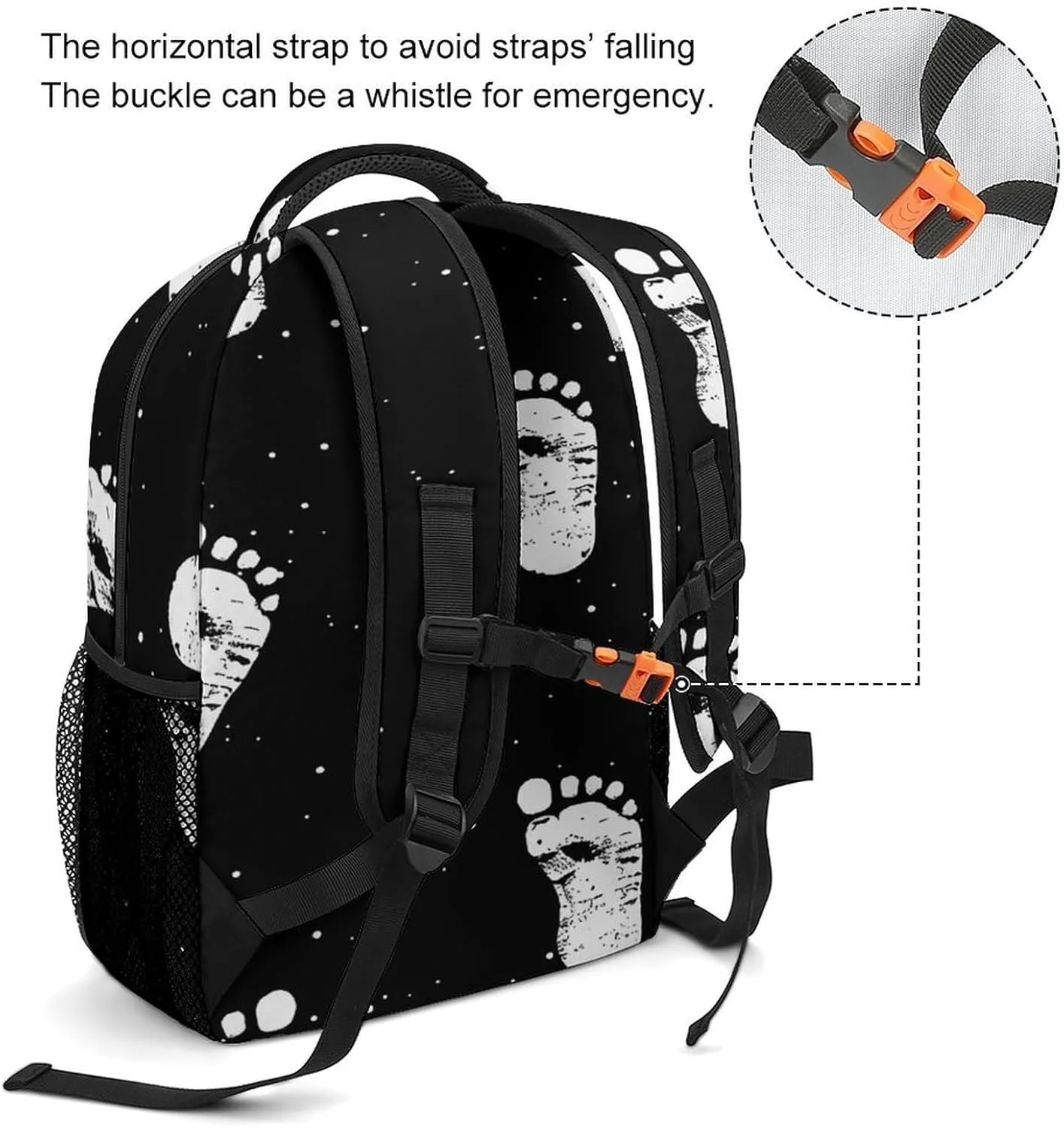 Small Backpacks Personalized White Footprint Pattern Printing Travel Bag Lightweight Travel Backpack For Women Men