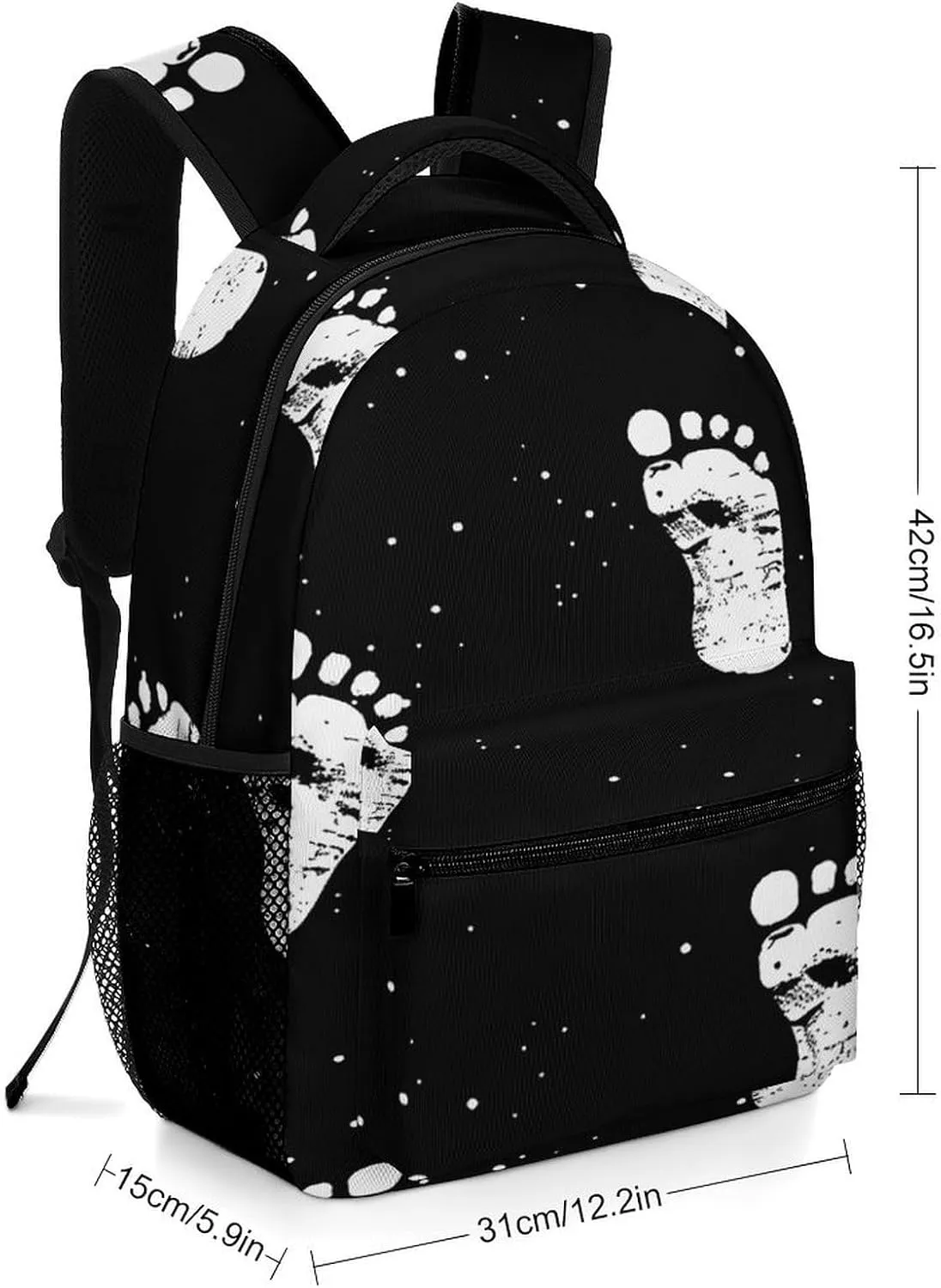 Small Backpacks Personalized White Footprint Pattern Printing Travel Bag Lightweight Travel Backpack For Women Men