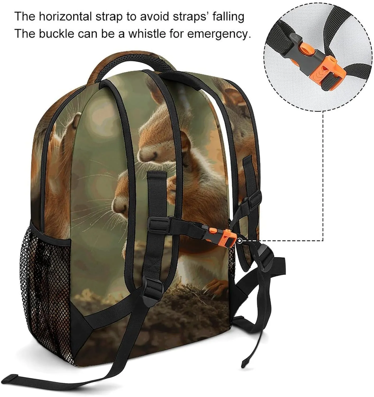 Small Backpacks Personalized Wildlife Forest Squirrel Printing Travel Bag Lightweight Travel Backpack For Women Men