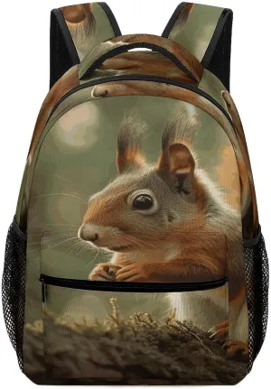 Small Backpacks Personalized Wildlife Forest Squirrel Printing Travel Bag Lightweight Travel Backpack For Women Men