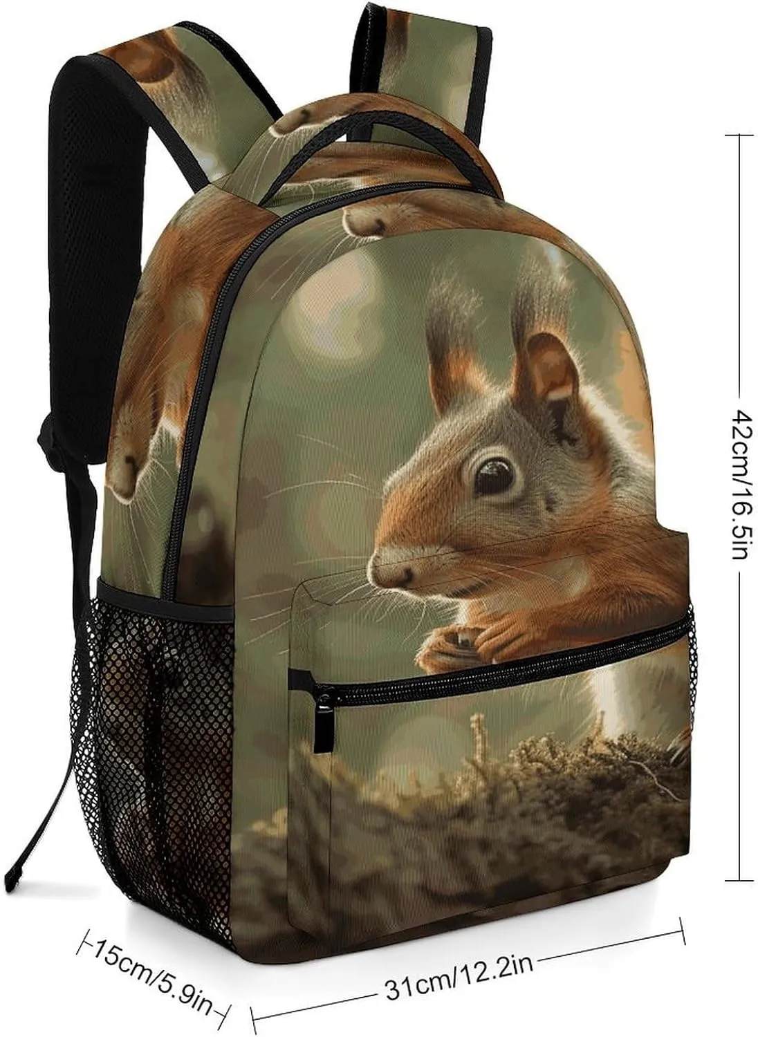 Small Backpacks Personalized Wildlife Forest Squirrel Printing Travel Bag Lightweight Travel Backpack For Women Men