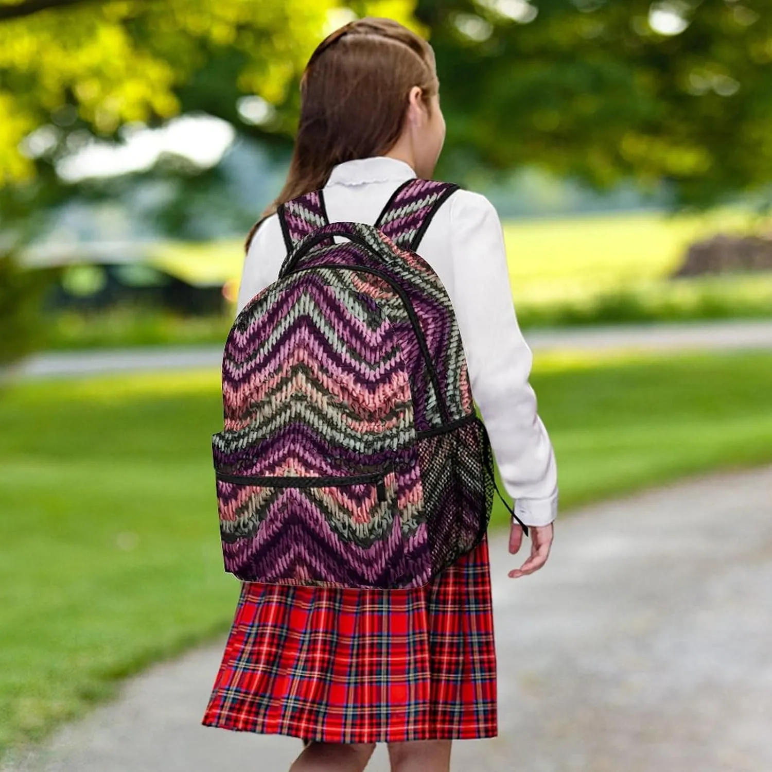 Small Backpacks Personalized Zigzag Pattern Printing Travel Bag Lightweight Travel Backpack For Women Men