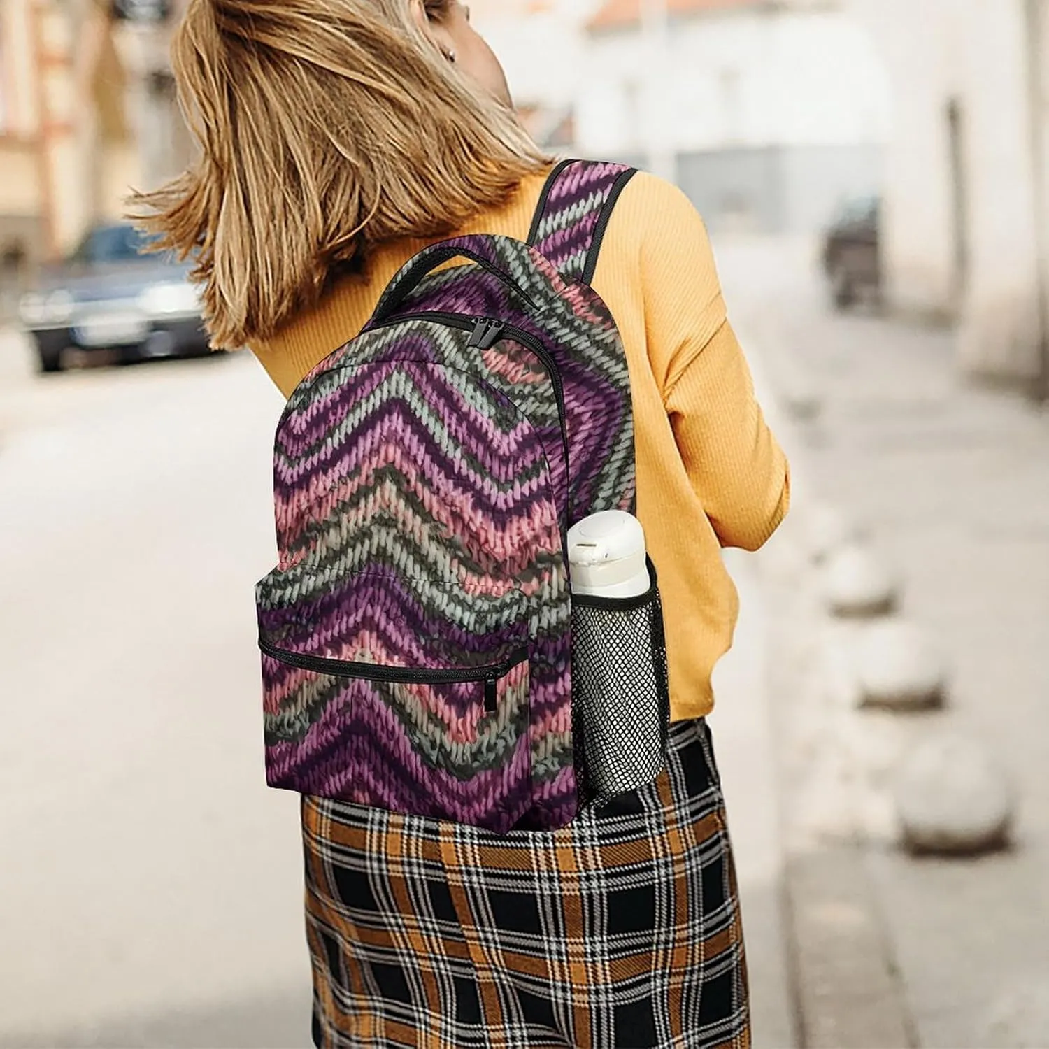 Small Backpacks Personalized Zigzag Pattern Printing Travel Bag Lightweight Travel Backpack For Women Men
