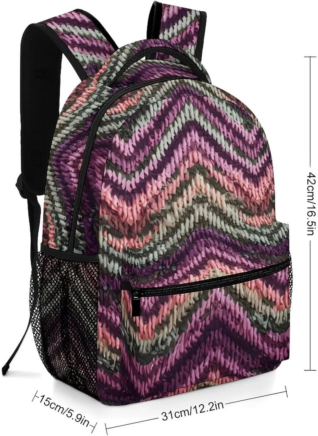 Small Backpacks Personalized Zigzag Pattern Printing Travel Bag Lightweight Travel Backpack For Women Men