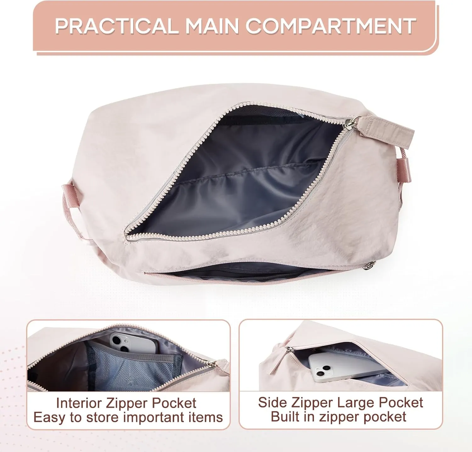 Small Gym Bag for Women, Mini Travel Duffle Bag with Two Ways to Carry, Waterproof Lightweight Backpacks Carry On Tote Bag for Sport, Workout, Swimming, Pink