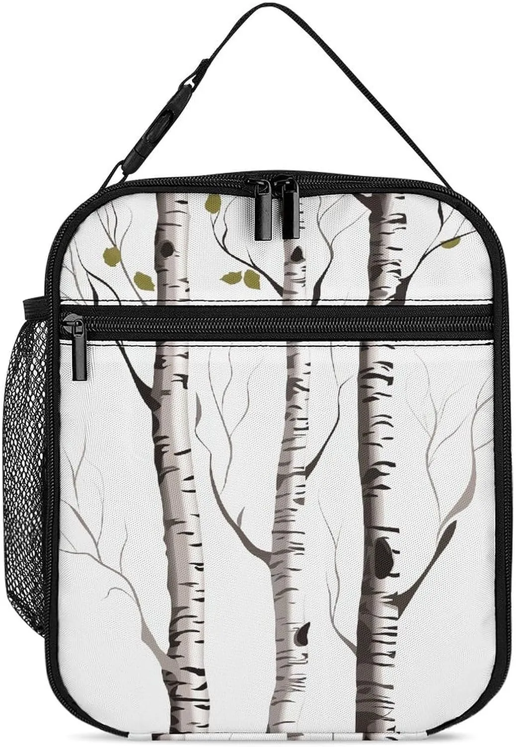 Small Insulated Lunch Bag,Birch Tree Print Lunch Box for Women Men,Reusable Leakproof Small Cooler Bag,Portable Lunchbox Bags with Handle And Bottle Pocket,Lunch Snack Tote Bag for Work Adult
