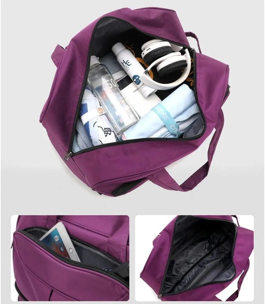 Small Rolling Duffle Bag with Wheels, Aviation Approval Carry On Luggage Tote Suitcase Unisex-Adult Travel Short Term Trips Expandable Overnight Weekender Bag for Women Men (Color : Gray)