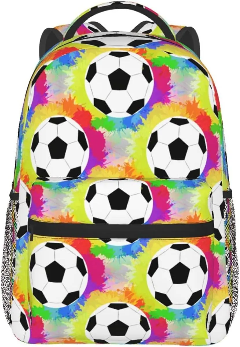 Soccer Watercolor Rainbow Spray Backpacks 15 Inch Laptop Backpack Multipurpose Double Shoulder Bag For Men Women Gifts