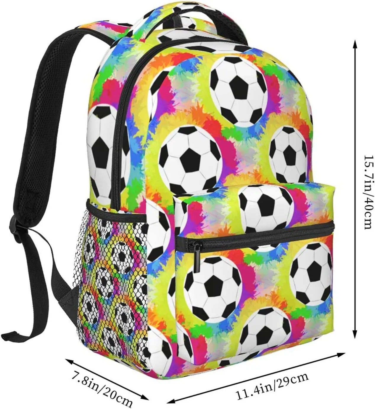 Soccer Watercolor Rainbow Spray Backpacks 15 Inch Laptop Backpack Multipurpose Double Shoulder Bag For Men Women Gifts