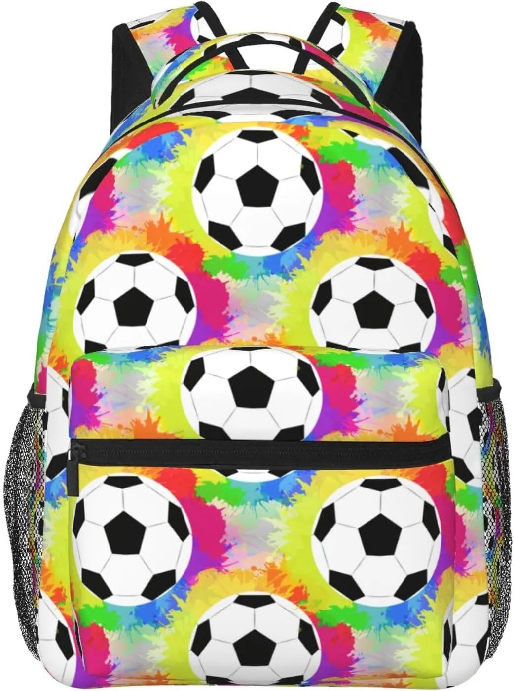 Soccer Watercolor Rainbow Spray Backpacks 15 Inch Laptop Backpack Multipurpose Double Shoulder Bag For Men Women Gifts