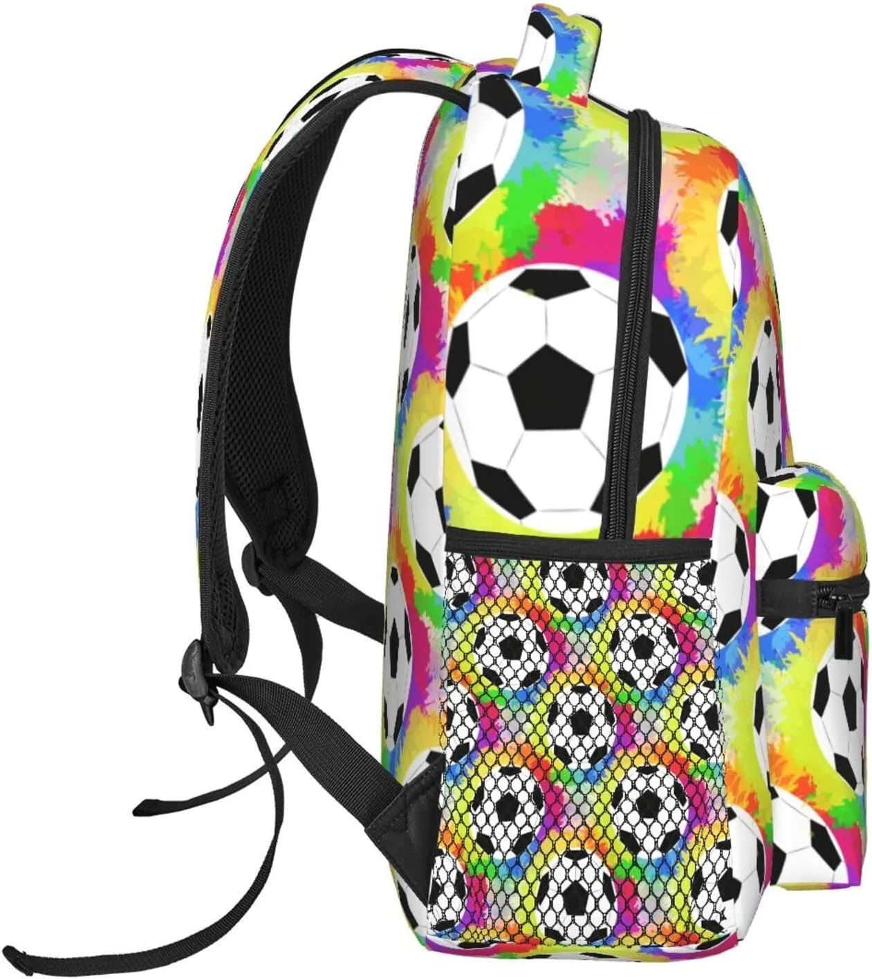 Soccer Watercolor Rainbow Spray Backpacks 15 Inch Laptop Backpack Multipurpose Double Shoulder Bag For Men Women Gifts