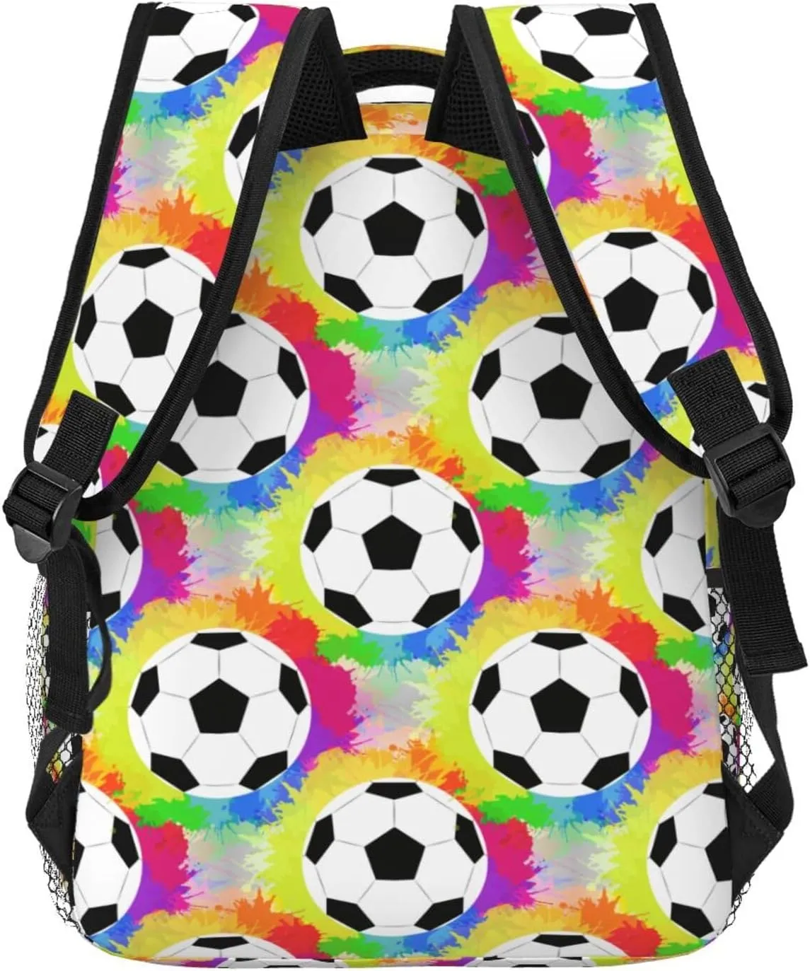 Soccer Watercolor Rainbow Spray Backpacks 15 Inch Laptop Backpack Multipurpose Double Shoulder Bag For Men Women Gifts