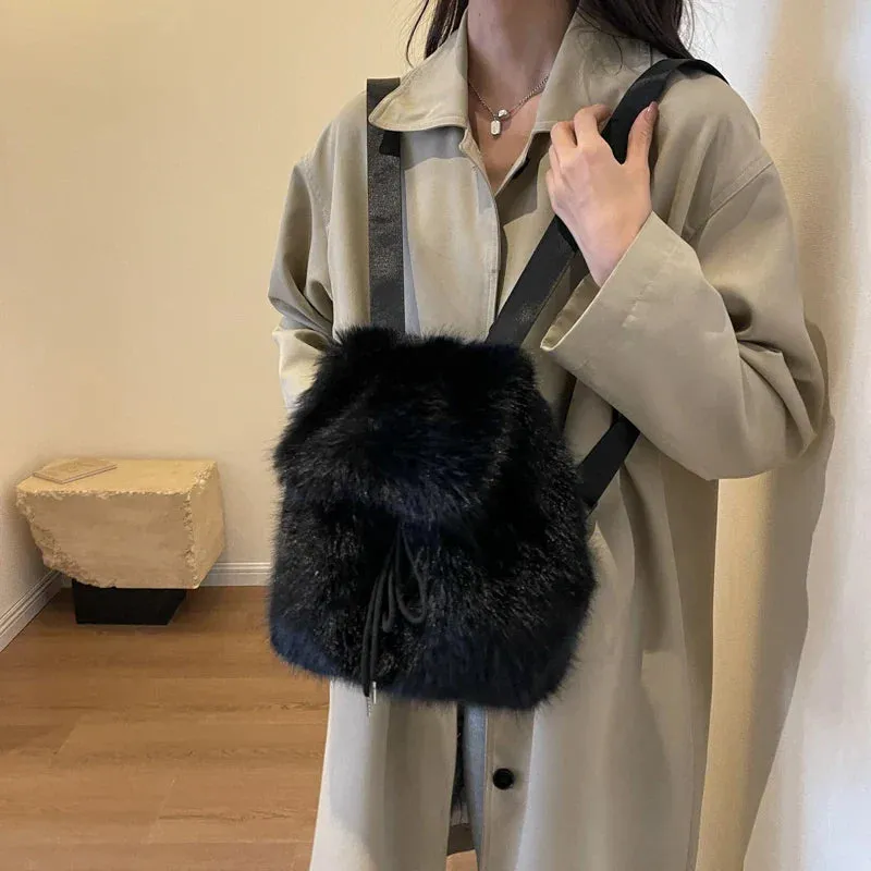 Soft Faux Fur Small Solid Color Backpack