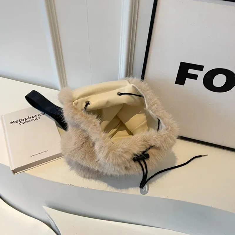Soft Faux Fur Small Solid Color Backpack