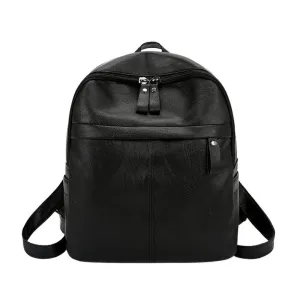 Soft Leather Small Backpack For Woman Black Color