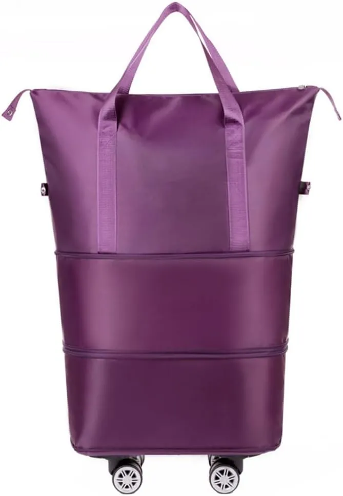 Solid Color Wheeled Rolling Sport Bag Extendable Foldable Travel Luggage Bag with Large Capacity Storage