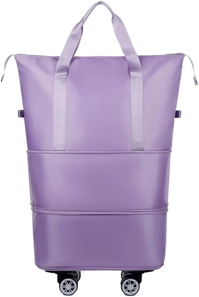 Solid Color Wheeled Rolling Sport Bag Extendable Foldable Travel Luggage Bag with Large Capacity Storage