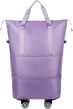 Solid Color Wheeled Rolling Sport Bag Extendable Foldable Travel Luggage Bag with Large Capacity Storage