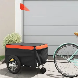 Solve Transport Issues with Sturdy Bike Trailer, High Load Capacity for Luggage, Tools, and Groceries, Black and Orange