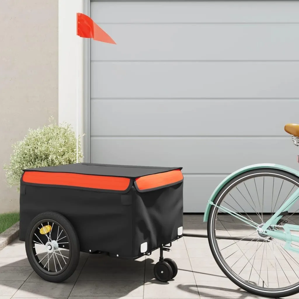 Solve Transport Issues with Sturdy Bike Trailer, High Load Capacity for Luggage, Tools, and Groceries, Black and Orange