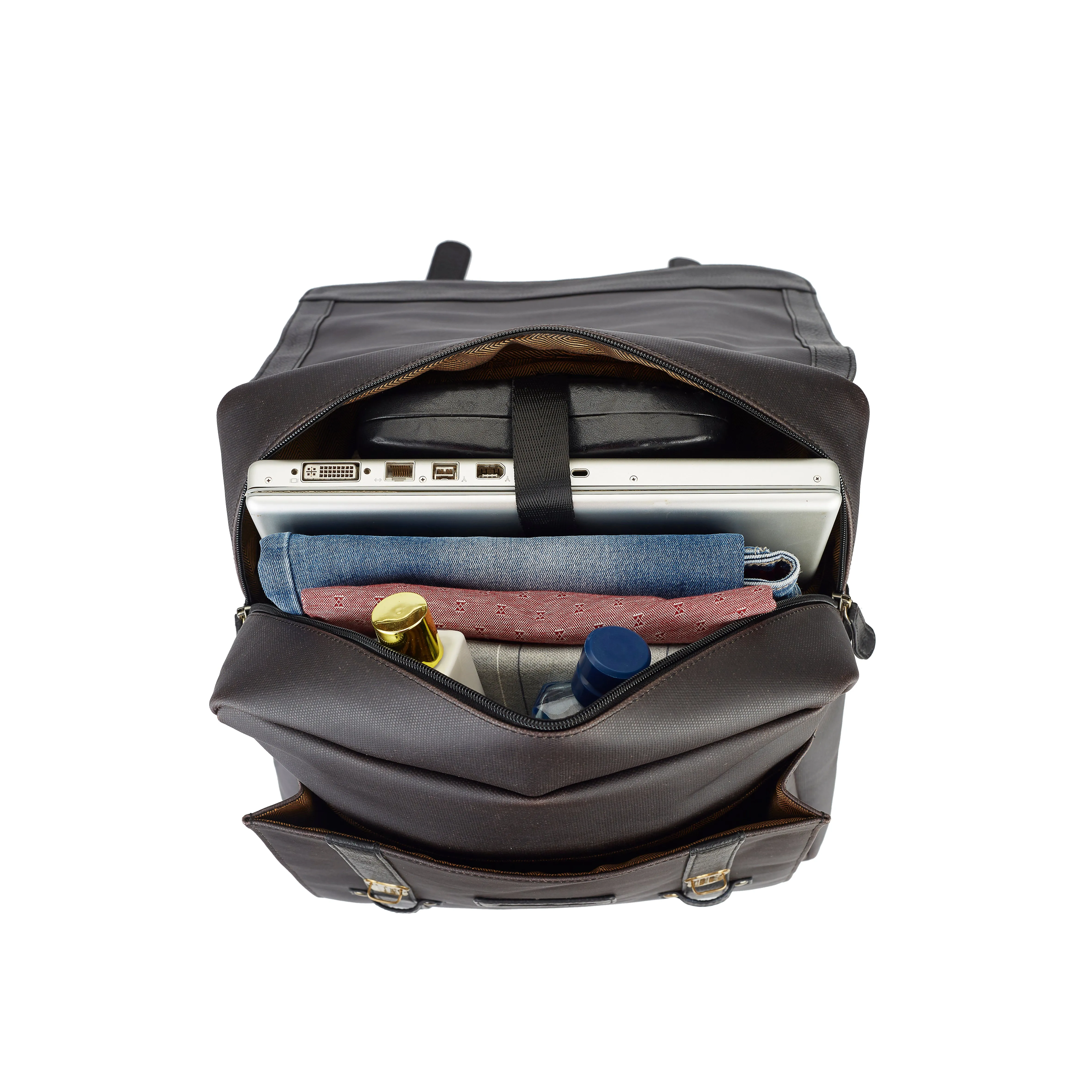 SOMAI  LEATHER BROOK CANVAS LEATHER BACKPACK