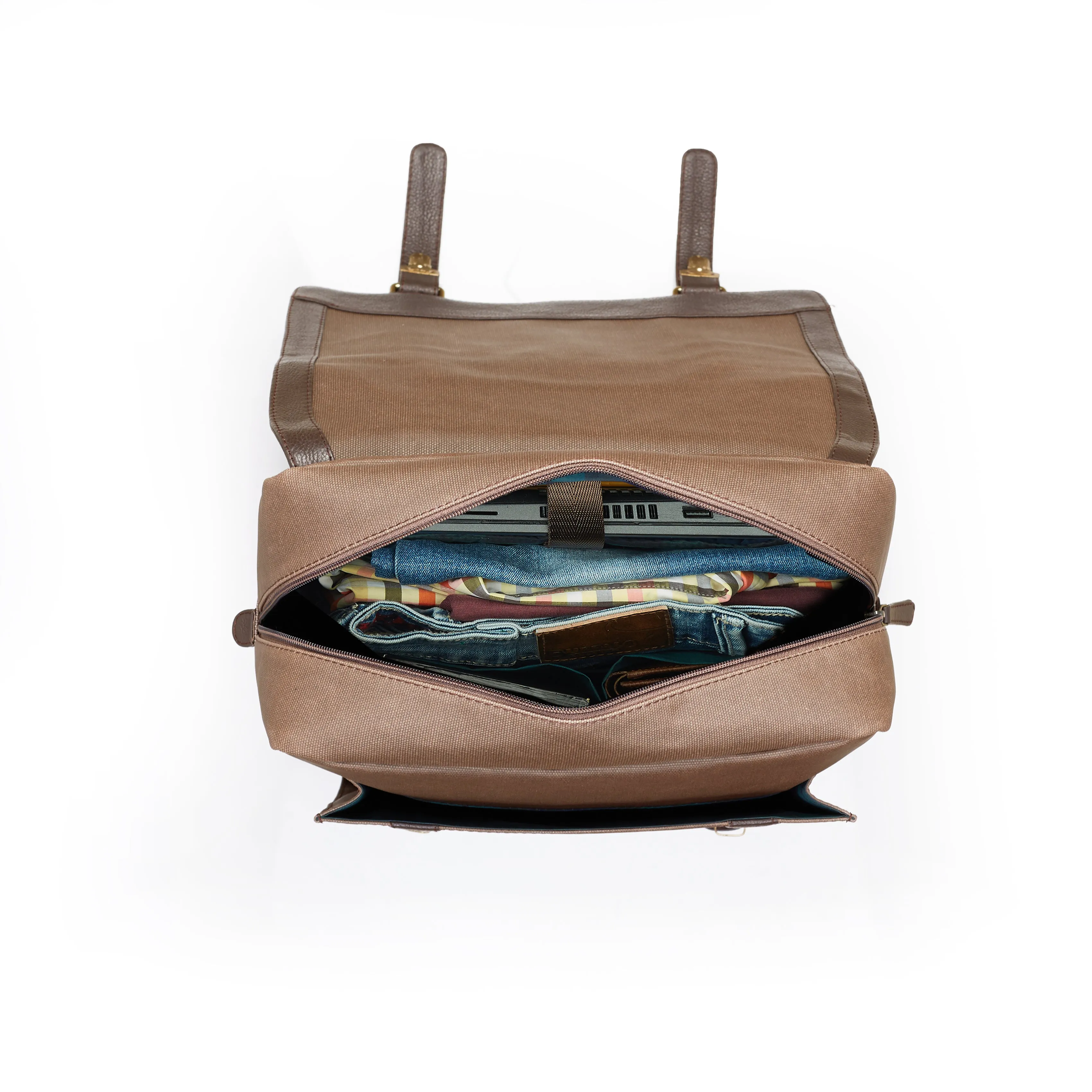SOMAI  LEATHER BROOK CANVAS LEATHER BACKPACK